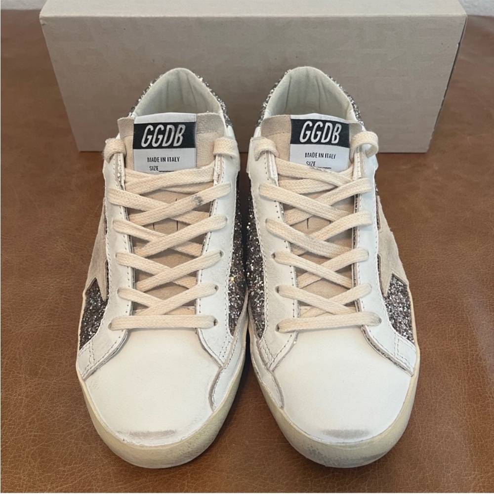 Authentic Golden Goose Superstar Glitter White & Seed Pearl Size 38 - Picture 4 of 10